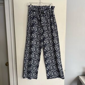 Blue Rain Navy and White Floral Pants